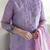 Floral embroidered purple round neck kurat set with trouser & dupatta