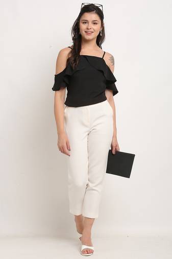 Black poly georgette women's top