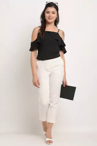 Black poly georgette women's top