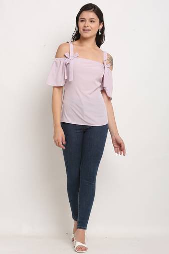 Light purple poly georgette women's top