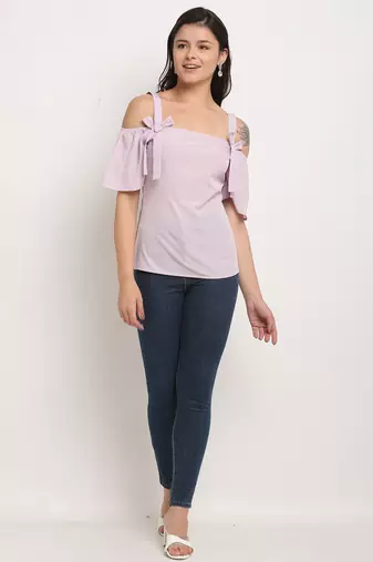 Light purple poly georgette women's top