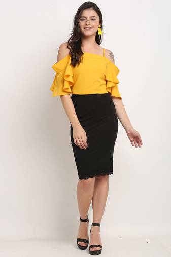 Yellow poly georgette women's top