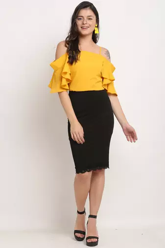 Yellow poly georgette women's top