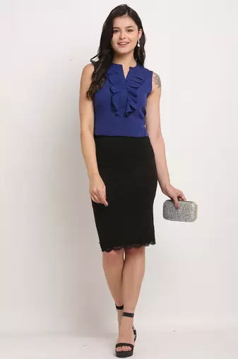 Royal blue poly georgette women's top