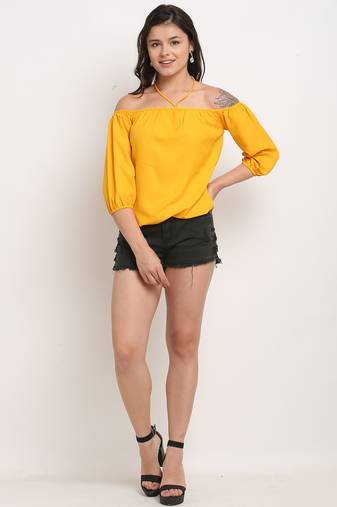 Yellow poly georgette women's top