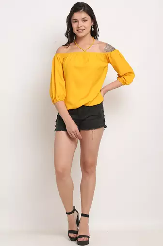 Yellow poly georgette women's top