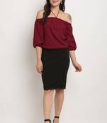 Wine poly georgette women's top