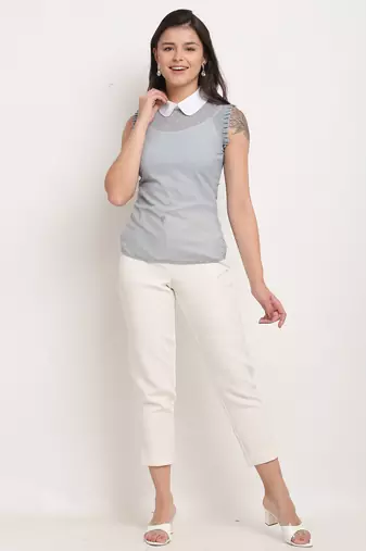 Grey poly georgette women's top