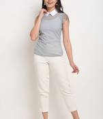 Grey poly georgette women's top