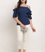 Navy blue poly georgette women's top