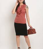 Orange pink poly georgette women's top