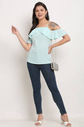 Light blue poly georgette women's top