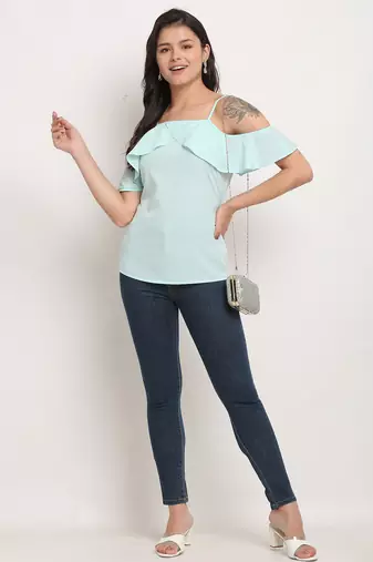 Light blue poly georgette women's top