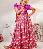 animal print purple lehenga set for teens
