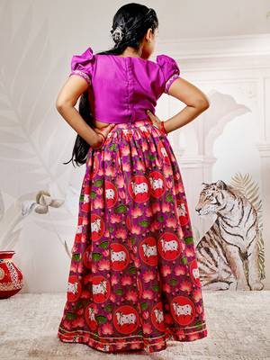 animal print purple lehenga set for teens 5