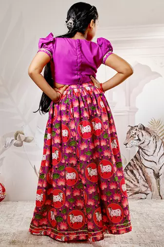 animal print purple lehenga set for teens
