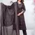 Floral embroidered black round neck kurat set with trouser & dupatta