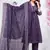 Floral embroidered blue round neck kurat set with trouser & dupatta