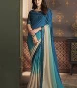 Blue embroidered silk shaded saree with banglori silk blouse