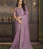 Dusty lavender fancy silk with designer work blouse for wedding party