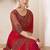 Red shaded satin silk chiffon saree with luxurious banglori silk blouse for weddings and festive occasions