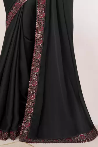 Black silk chiffon saree with luxurious banglori silk blouse for weddings and festive occasions