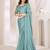 Sky blue satin georgette silk saree with luxurious banglori silk blouse for weddings and festive occasions