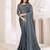 Grey satin georgette silk saree with luxurious banglori silk blouse for weddings and festive occasions
