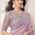 Light lavender satin georgette saree detailed work banglori silk blouse for weddings and festive occasions