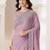 Light lavender satin georgette saree detailed work banglori silk blouse for weddings and festive occasions