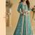 Sky blue chinon silk two piece full stitched gownd with belt size upto 44