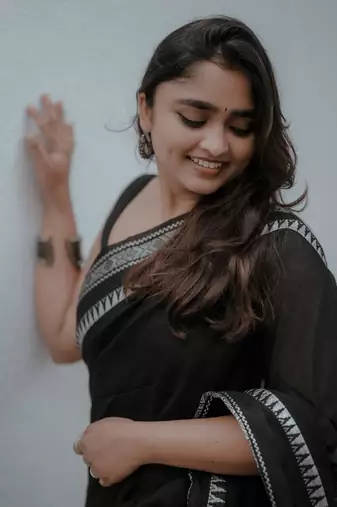 Black cotton silk blend saree with blouse