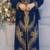 Royal Navy Blue Embroidered Stitched Kaftan with Heavy Golden Work | Party & Occasion Wear Farasha