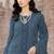 Dark cobalt blue color embroideried faux georgette semi stitched salwar suit