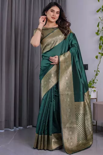 Green Color Zari Woven Banarasi Art Silk Saree
