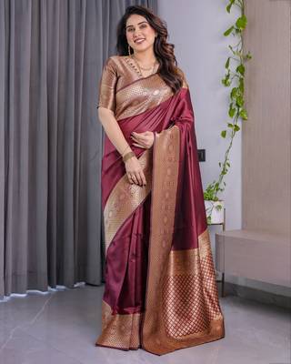 Maroon Color Zari Woven Banarasi Art Silk Saree 3