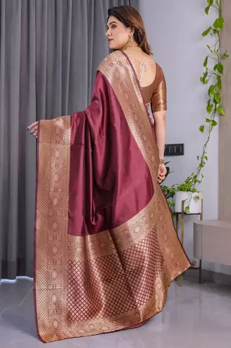 Maroon Color Zari Woven Banarasi Art Silk Saree