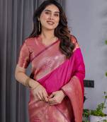 Pink Color Zari Woven Banarasi Silk Saree