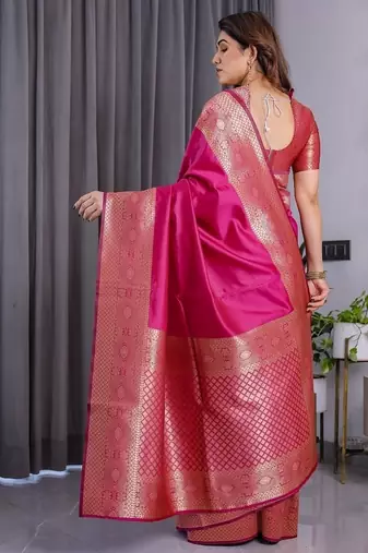 Pink Color Zari Woven Banarasi Silk Saree