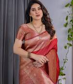 Red Color Zari Woven Banarasi Art Silk Saree