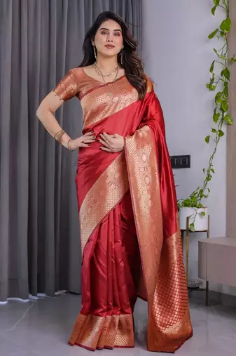 Red Color Zari Woven Banarasi Art Silk Saree
