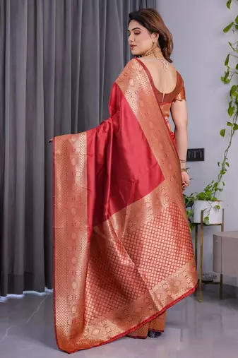 Red Color Zari Woven Banarasi Art Silk Saree