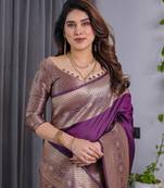 Wine Color Zari Woven Banarasi Art Silk Saree