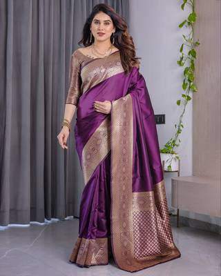 Wine Color Zari Woven Banarasi Art Silk Saree 4
