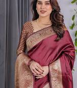 Maroon Color Zari Woven Banarasi Art Silk Saree