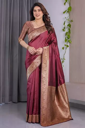 Maroon Color Zari Woven Banarasi Art Silk Saree