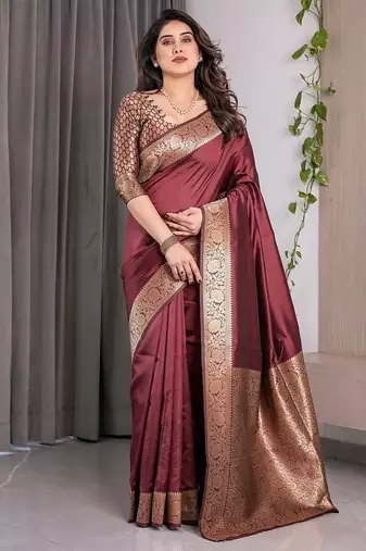 Maroon Color Zari Woven Banarasi Art Silk Saree