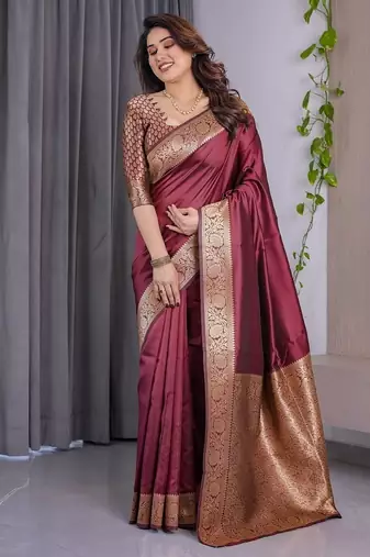 Maroon Color Zari Woven Banarasi Art Silk Saree