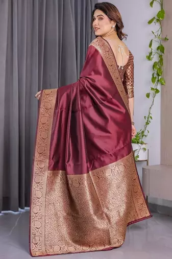 Maroon Color Zari Woven Banarasi Art Silk Saree