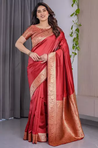 Red Color Zari Woven Banarasi Art Silk Saree